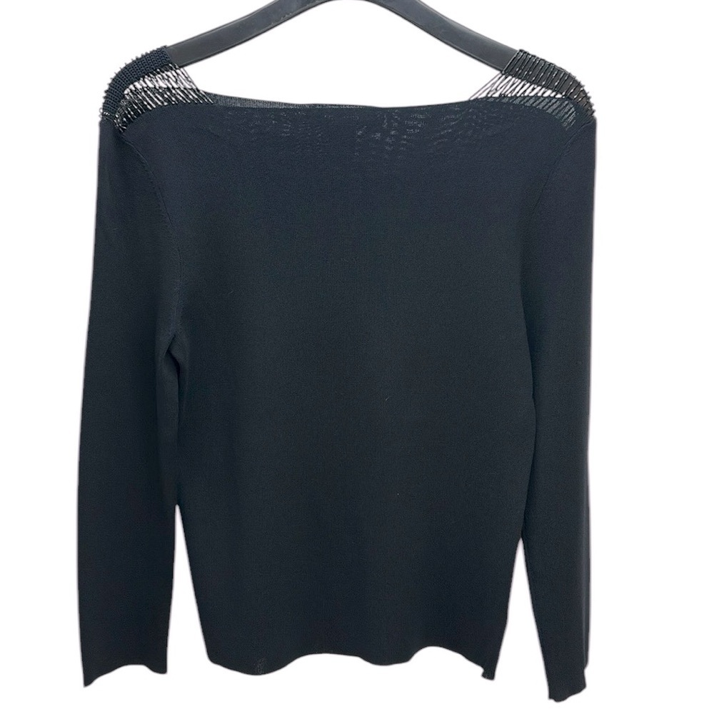 Vtg The Limited Rayon/Nylon Black Beaded Shoulder Detail Top L Elegant Timeless